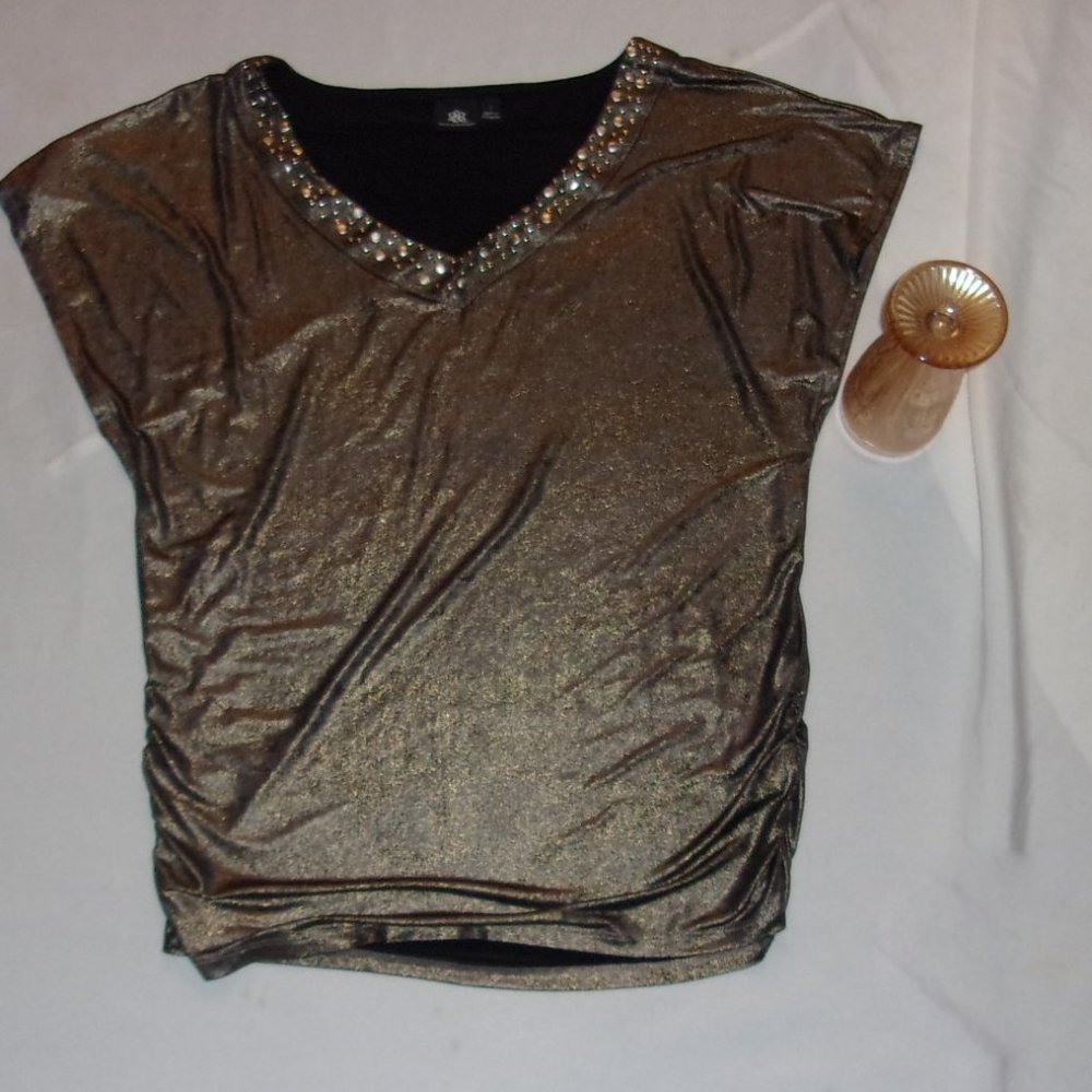 rock republic blouse gold shirt small womens top